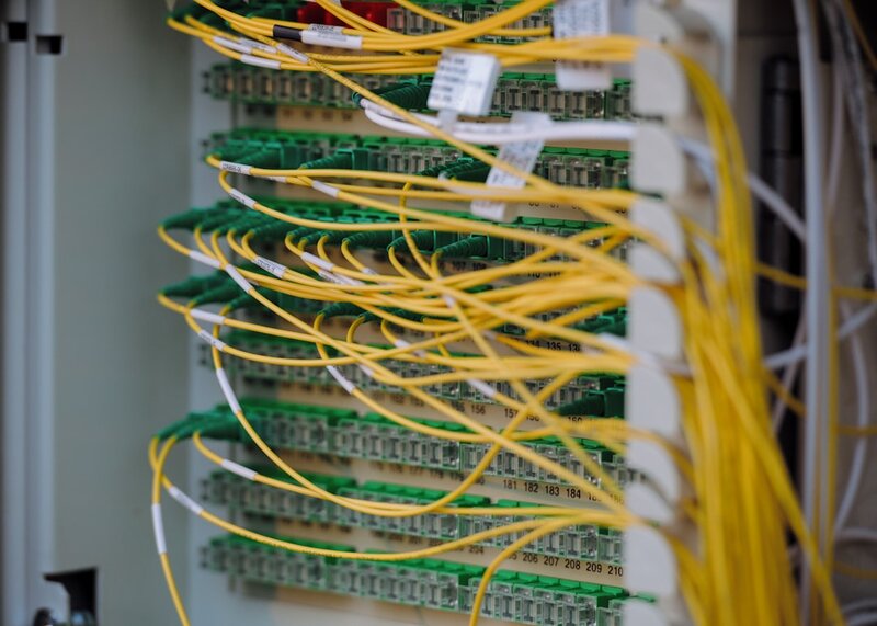 Network cables in a server room representing edge computing infrastructure
