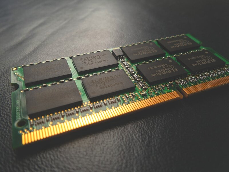 Close-up of a SODIMM RAM memory module